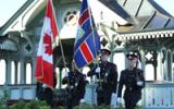 2013 Memorial Service - Officers with flags marching
