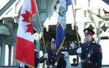 2013 Memorial Service - Officers with flags marching (1)
