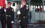 2004 Memorial Service - Police Officers at attention with rifles & flag (2)